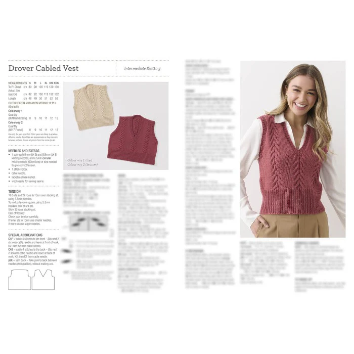 Cleckheaton Drover Cabled Vest Pattern - Image 2