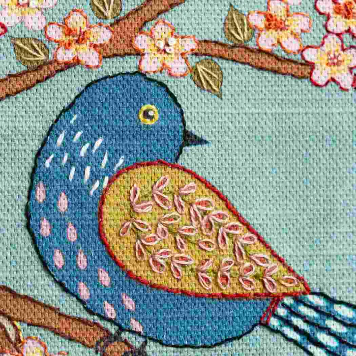 Corinne Lapierre Birds & Blossoms Printed Linen Embroidery Kit - Image 2