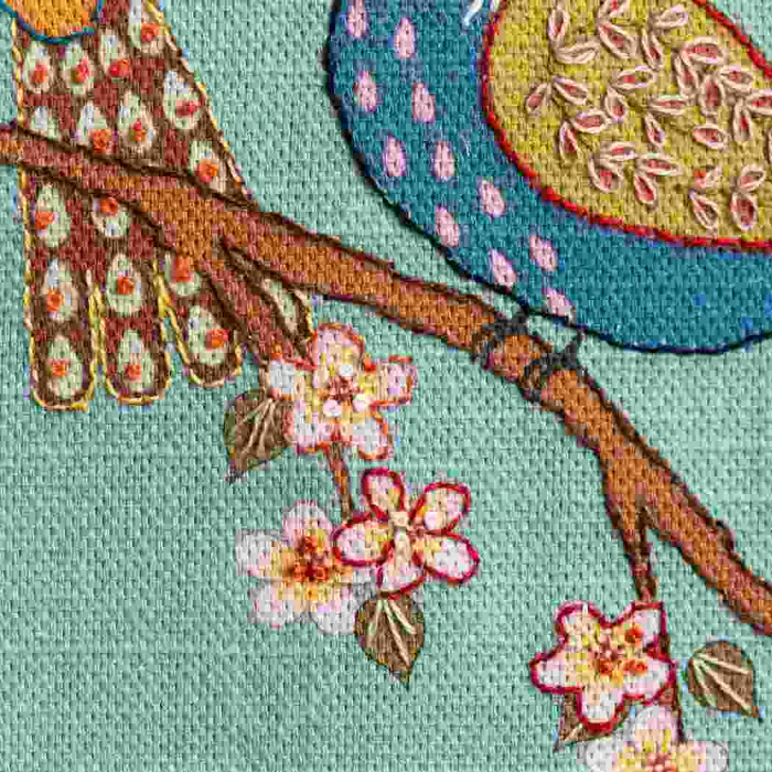 Corinne Lapierre Birds & Blossoms Printed Linen Embroidery Kit - Image 4