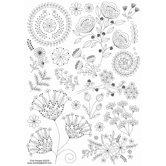 Corinne Lapierre Folk Flower Stick and Stitch Embroidery Designs - Image 4