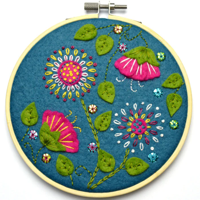 Corinne Lapierre Tropical Flowers Felt Appliqué Hoop Kit - Image 2