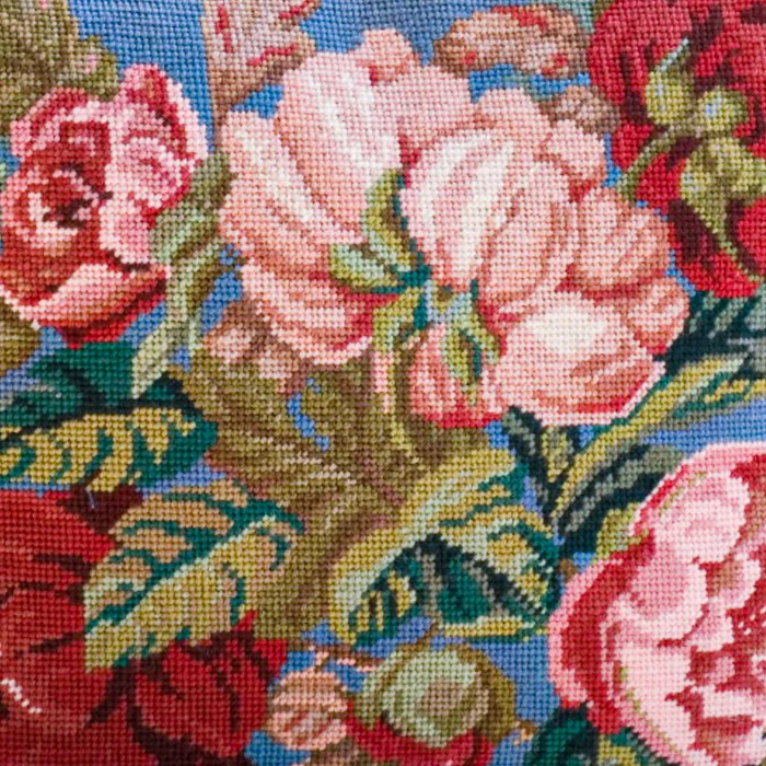 Ehrman Blooming Roses Blue Cushion - Image 2