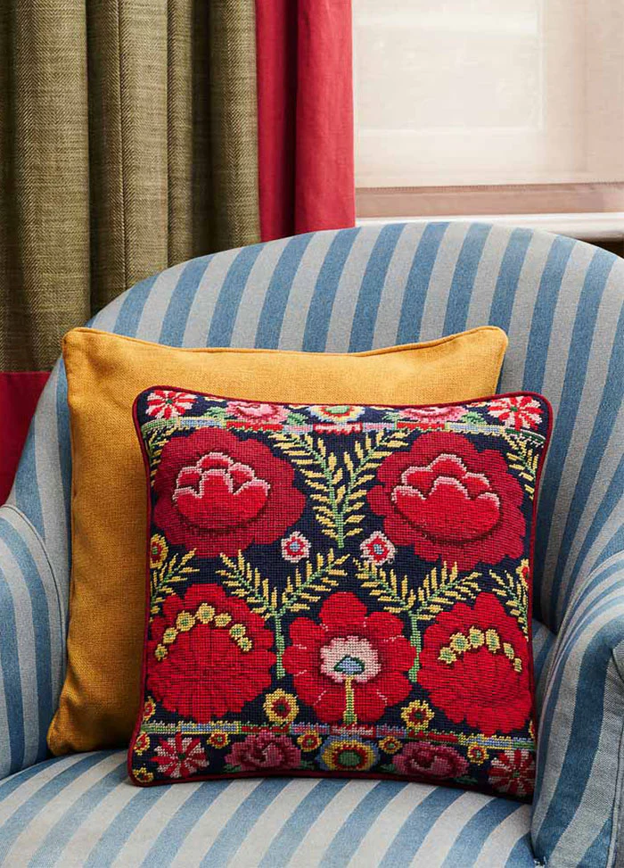 Ehrman Embroidered Flowers Cushion