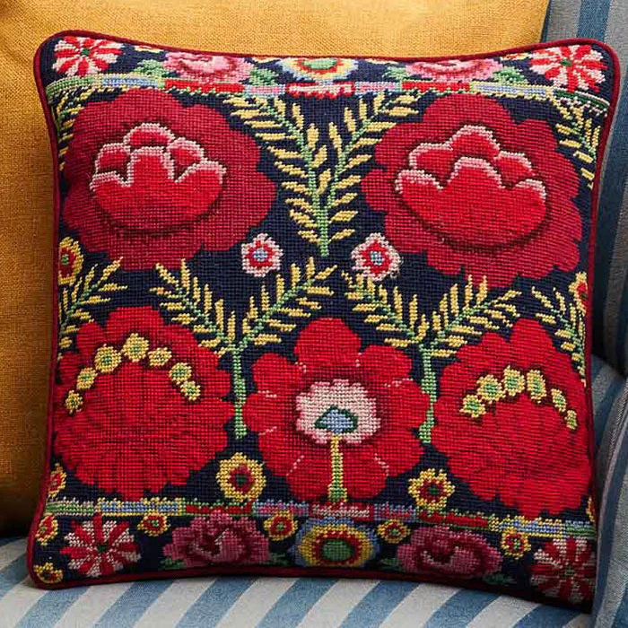 Ehrman Embroidered Flowers Cushion - Image 2