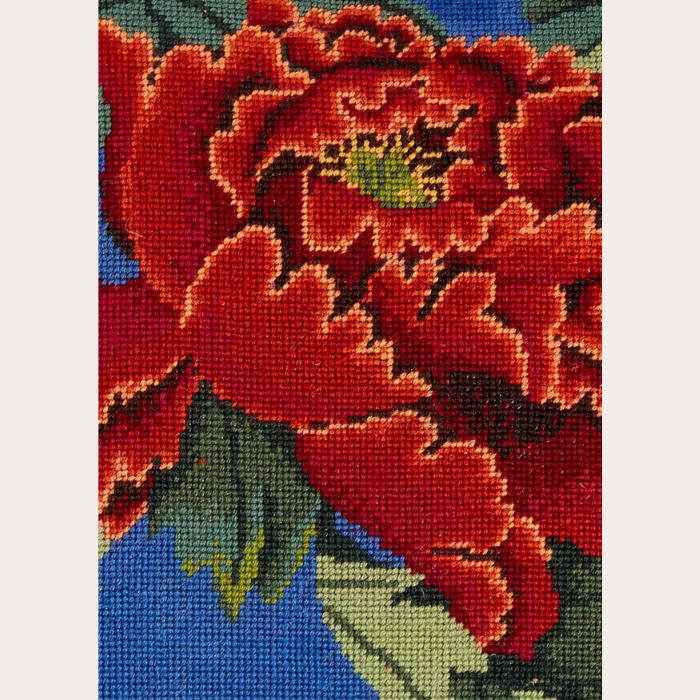 Ehrman Red Chinese Peony Cushion - Image 3