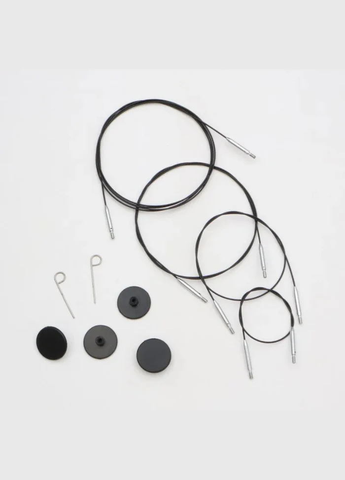 KnitPro Thin & Flex Swivel Interchangeable Cables Black/Silver